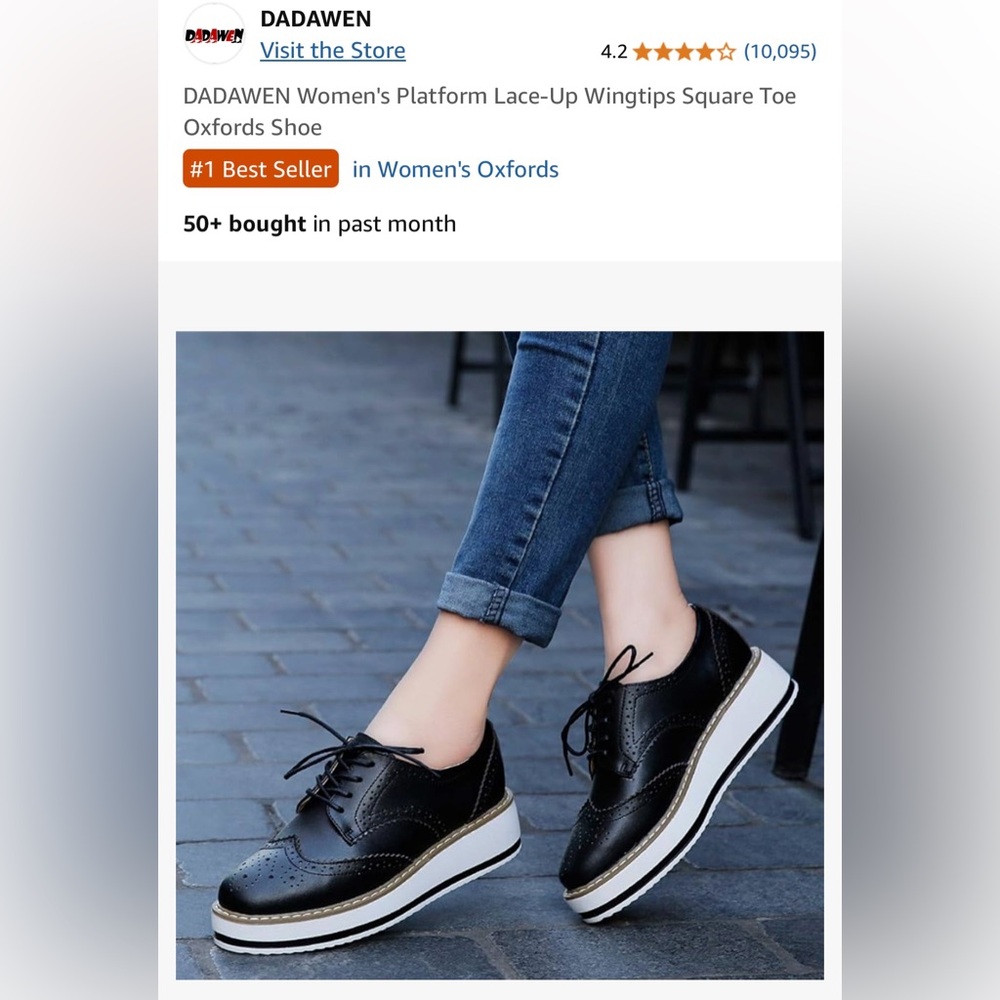 NWT Black Platform Oxford Shoes | Wingtip Brogue | Lace-Up | Women’s Size 8 - Picture 8 of 13